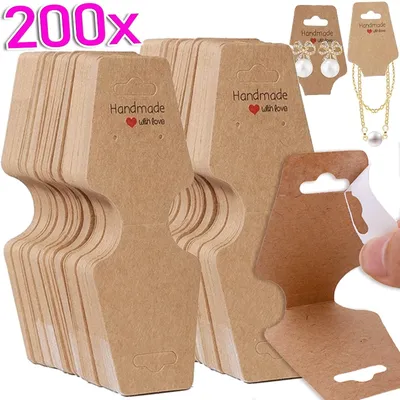 Jewelry Display Card Price Tag Foldable Kraft Paper Card For Necklace Bracelet Headband Hairband