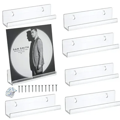 2/6/8/10pcs Transparent Acrylic Record Shelf Stand Wall Mounted Record Holder For Vinyl Album