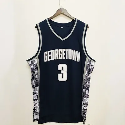 Basketball Jersey Shirt Men 3 Iverson Georgetown Hoyas Athletic Sports Embroidery High Street Hip