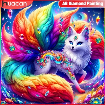 HUACAN Diamond Embroidery Fox 5D DIY Painting Animal New Arrival Rhinestones Picture Mosaic Cross
