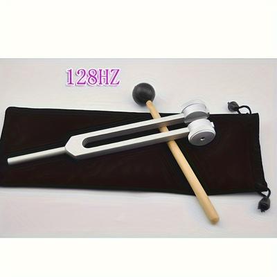 TEMU Silver Alloy Tuning Fork Set With Wooden Mallets - Etopoo