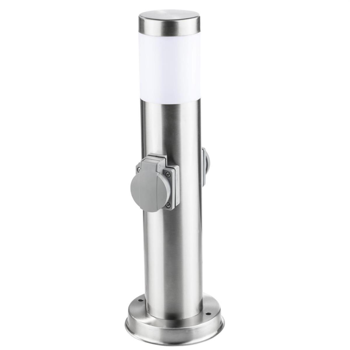 HI Außenleuchte mit 2 Steckdosen Edelstahl Steckdosenverteiler wasserfest Image