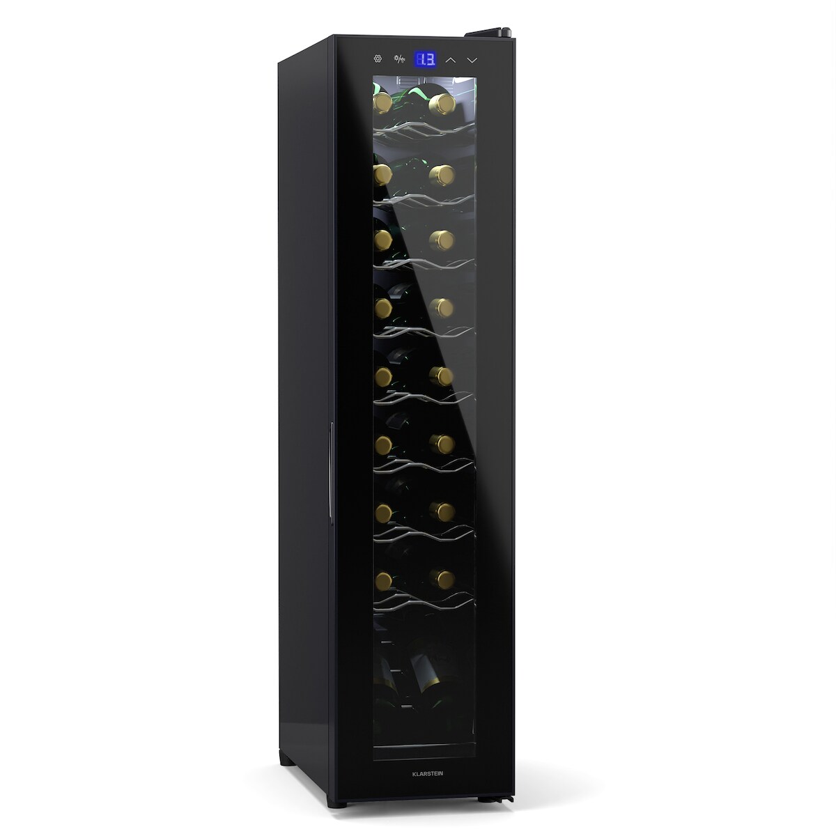 Klarstein Shiraz 18 Slim Uno Weinkühlschrank 18 Flaschen 5 - 18 °C Touch-Control Schwarz Image