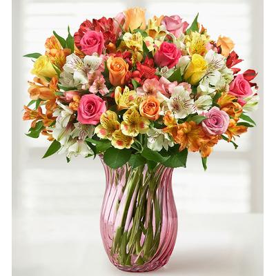 1-800-Flowers Flower Delivery Forever & Ever Double Bouquet W/ Pink Vase