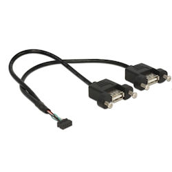 Delock 84832, 0,25 m, 2 x USB A, USB 2.0, Weiblich/Weiblich, 480 Mbit/s, Schwarz Image