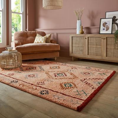 Wollteppich FLAIR RUGS "Sahara Shaggy", rosa, B:160cm H:25mm L:230cm, Wolle, Teppiche, Sahara Shaggy Teppich aus Berberwolle Image
