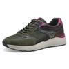 Keilsneaker TAMARIS, Damen, Gr. 40, grün (khaki kombiniert), Leder, Textil, Lederimitat, sportlich, Schuhe Sneaker, Halbschuh, Schnürschuh, Freizeitschuh mit Kontrastbesätzen