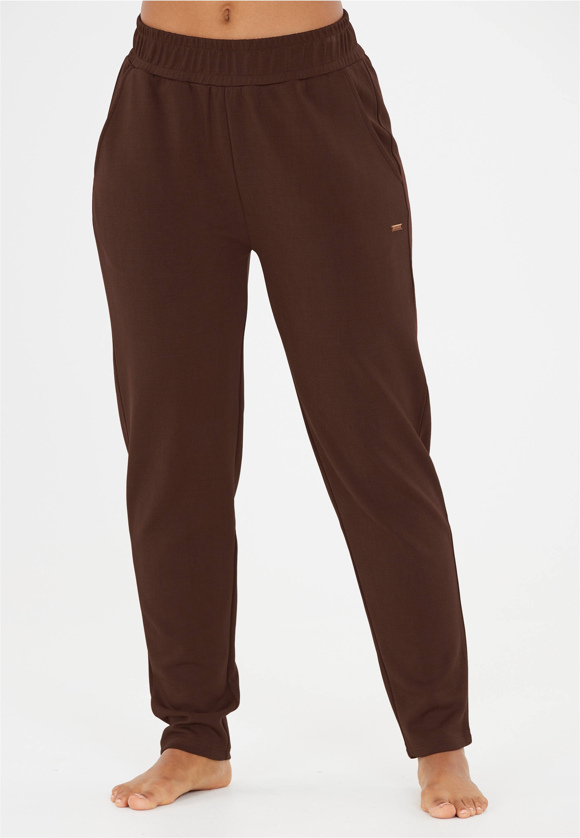 Sweathose ATHLECIA "Jillnana", Damen, Gr. 42, EURO-Größen, rot (bordeaux), 51% Polyester, 44% Modal, 5% Elasthan, unifarben, lang, Hosen Sweathose, mit recyceltem Polyester
