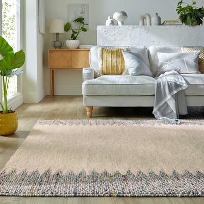 Wollteppich FLAIR RUGS "Minerals Border", schwarz, B:160cm H:3mm L:230cm, Kunstfaser, Wolle, Teppiche, Wolle, Teppich mit Bordüre, Wohnzimmer, Schlafzimmer, Esszimmer Image