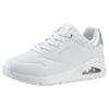 Slip-On Sneaker SKECHERS "UNO SHIMMER AWAY", Damen, Gr. 41, silber (weiß, silberfarben), Lederimitat, sportlich, Schuhe Sneaker, Slipper, Freizeitschuh, Plateausneaker mit modischem Keilabsatz