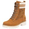 Winterboots REMONTE "Elisabeth Hurley-Collection", Damen, Gr. 42, braun (hellbraun, sand), Leder, Lederimitat, Textil, casual, Schuhe, Schnürboots, Schnürstiefelette mit wasserabweisender TEX-Membran