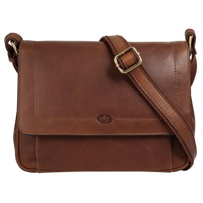 Umhängetasche PIKÉ, Damen, Gr. B/H/T: 26cm x 19cm x 7cm onesize, braun, Leder, unifarben, leicht glänzend, Taschen, echt Leder Image