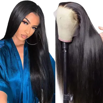 360 Lace Frontal Wig Brazilian Bone Straight Transparent 13x4 Lace Front Human Hair Wigs For Black