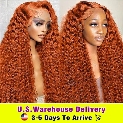 250 Density 350 Ginger Orange 30 40 inch Lace Front Wig Human Hair Wigs 13x4 HD Lace Frontal Curly