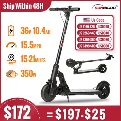 Electric Scooter 36V 10.4Ah 15.5Mph Escooter Anti-skid Folding Electric Scooter 15-21miles Range