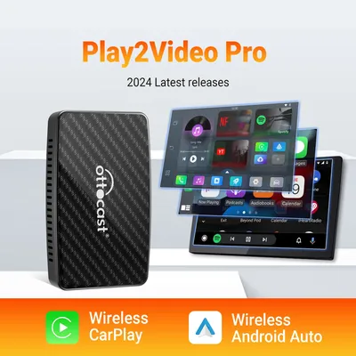 OTTOCAST Play2Video Pro Wireless CarPlay Android Auto Adapter for Spotify Youtube Netflix IPTV for