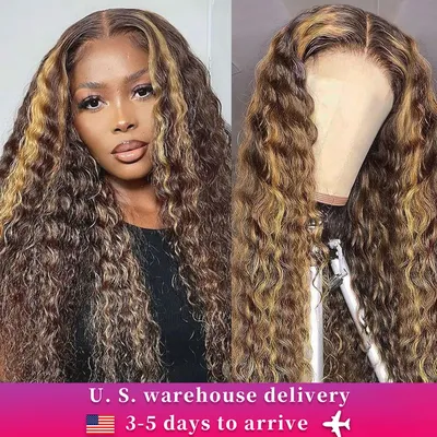 Loose Deep Wave 13X5 Wig Human Hair Ready To 13X4 13x6 Lace Closure Curly Highlight Ombre 4/27