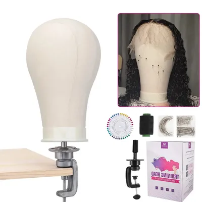 Training Mannequin Head 22Inch Canvas Block Head Display Styling Mannequin Manikin Head Wig Stand