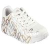 Plateausneaker SKECHERS "Skechers x JGoldcrown: Uno Lite - Metallic Love", Kinder, Gr. 34, beige (natur kombiniert), Lederimitat, casual, Schuhe, Schnürschuh, Keilsneaker mit Herzchen im Metallic Look bedruckt