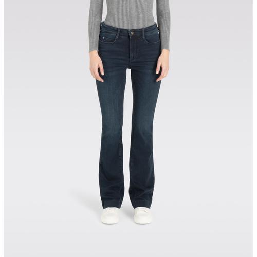 Bootcut-Jeans MAC ""Dream-Boot"", Damen, Gr. 34, Länge 30, blau (midnight blau wash30), Denim/Jeans, Obermaterial: 90% Baumwolle, 7% Elastomultiester, 3% Elasthan, casual, figurbetont lang, Jeans, Gerade geschnitten mit leicht ausgestelltem Bein