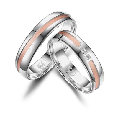 Partnerring MARRYA "Silber Ringe Trauringe Eheringe Partnerringe" Gr. 50, rosa (herren ring, silber, rosé), Fingerringe,