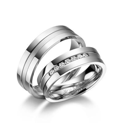 Partnerring MARRYA "Edelstahl Ringe Trauringe Eheringe Partnerringe" Gr. 68, silber (herren ring, silber), Fingerringe, 