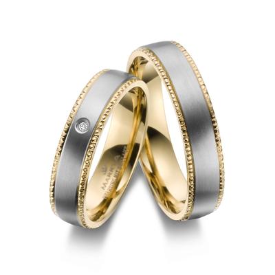 Partnerring MARRYA "Diamant Titan Ringe Trauringe Eheringe Partnerringe" Gr. 54, gold (damen ring, gold, silber), Finger