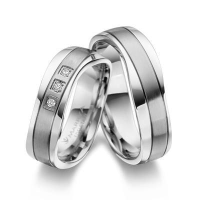 Partnerring MARRYA "Edelstahl Ringe Trauringe Eheringe Partnerringe" Gr. 50, silber (herren ring, silber), Fingerringe, 