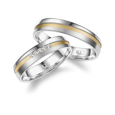 Partnerring MARRYA "Silber Ringe Trauringe Eheringe Partnerringe" Gr. 68, gold (herren ring, silber, gold), Fingerringe,