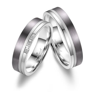 Partnerring MARRYA "Tantal Ringe Trauringe Eheringe Partnerringe" Gr. 60, silber (herren ring, silber), Fingerringe, Dam