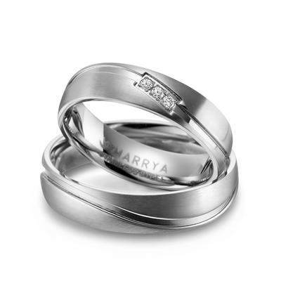 Partnerring MARRYA "Edelstahl Ringe Trauringe Eheringe Partnerringe" Gr. 48, silber (damen ring, silber), Fingerringe, D