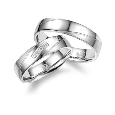 Partnerring MARRYA "Silber Ringe Trauringe Eheringe Partnerringe" Gr. 76, silber (herren ring, silber), Fingerringe, Dam