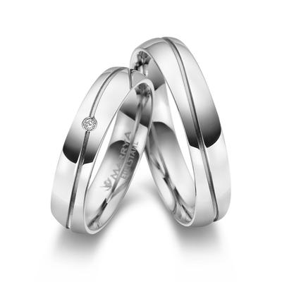 Partnerring MARRYA "Edelstahl Ringe Trauringe Eheringe Partnerringe" Gr. 62, silber (damen ring, silber), Fingerringe, D