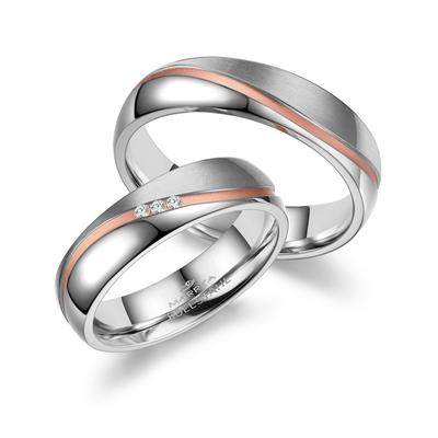 Partnerring MARRYA "Edelstahl Ringe Trauringe Eheringe Partnerringe" Gr. 60, rosa (herren ring, silber, rosé), Fingerrin