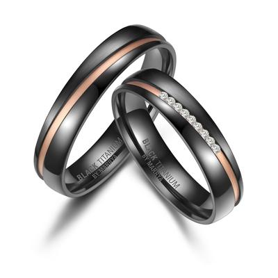 Partnerring MARRYA "BLACK TITANIUM by MARRYA" Gr. 50, schwarz (damen ring, schwarz, gold), Fingerringe, Damen, 50, Titan