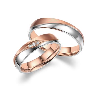 Partnerring MARRYA "Edelstahl Ringe Trauringe Eheringe Partnerringe" Gr. 62, rosa (damen ring, silber, rosé), Fingerring