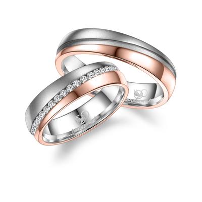 Partnerring MARRYA "Edelstahl Ringe Trauringe Eheringe Partnerringe" Gr. 62, rosa (herren ring, silber, rosé), Fingerrin