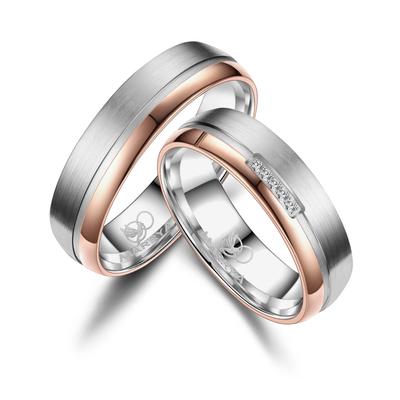 Partnerring MARRYA "Titan Ringe Trauringe Eheringe Partnerringe" Gr. 70, rosa (herren ring, silber, rosé gold), Fingerri