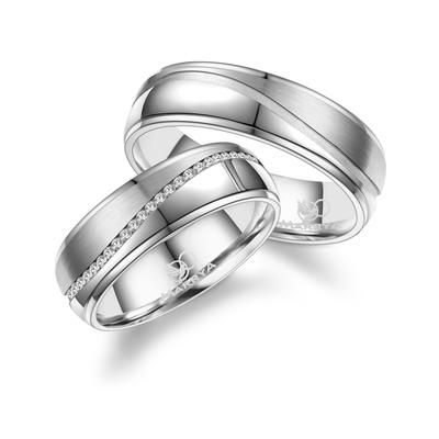 Partnerring MARRYA "Edelstahl Ringe Trauringe Eheringe Partnerringe" Gr. 74, silber (herren ring, silber), Fingerringe, 