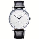TEMU Onola 3859 Men's Leather Strap Quartz Watch - 30m Water Resistant, Business Style, Zinc Alloy Case, Analog Display, No Wireless, White Dial With Red Second Hand