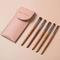 TEMU Makeup Brush Set 5 Pcs Natural Hair Brushes Eyeshadow Blending Eyebrow Makeup Rush Travel Kit With Case