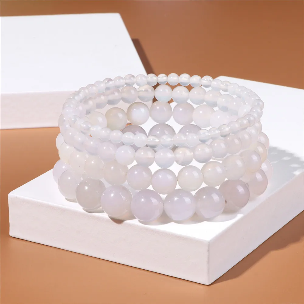 Braccialetti di perline di agata bianca di moda braccialetto di perline di pietra naturale 4 6 8 braccialetti di perline di pietra da 10mm per braccialetti di gioielli da donna e uomo