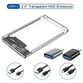 Custodia per HDD trasparente custodia per HDD da 2.5 pollici da SATA a USB 3.0 Type-C 3.1 custodia