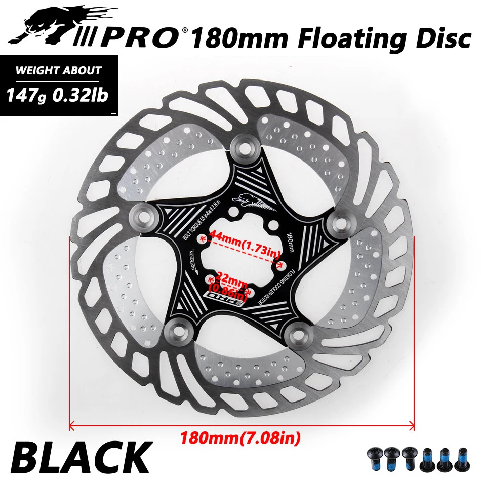 IIIPRO Disco freno a 6 bulloni 160mm/180mm/203mm Disco freno Rotore Raffreddamento flottante Dissipazione del calore DH 6 pollici MTB/Bici da strada