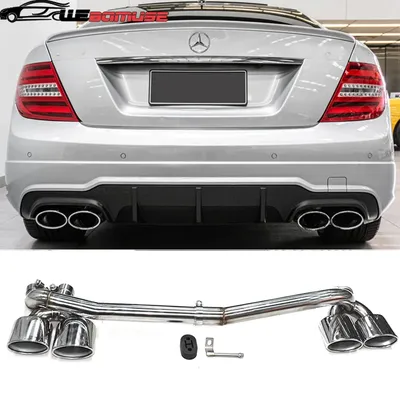 Stainless Steel Exhaust Tailpipe For Mercedes-Benz W204 C180 C200 C260 Upgrade C63 Four Outlet Tailpipe Muffler Exhaust System