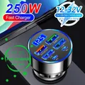 Caricabatterie da auto con display digitale a LED 27W Adattatore rapido 6 in 1 4 porte USB 2 Caricabatterie per stazione di ricarica per auto Pd di tipo C