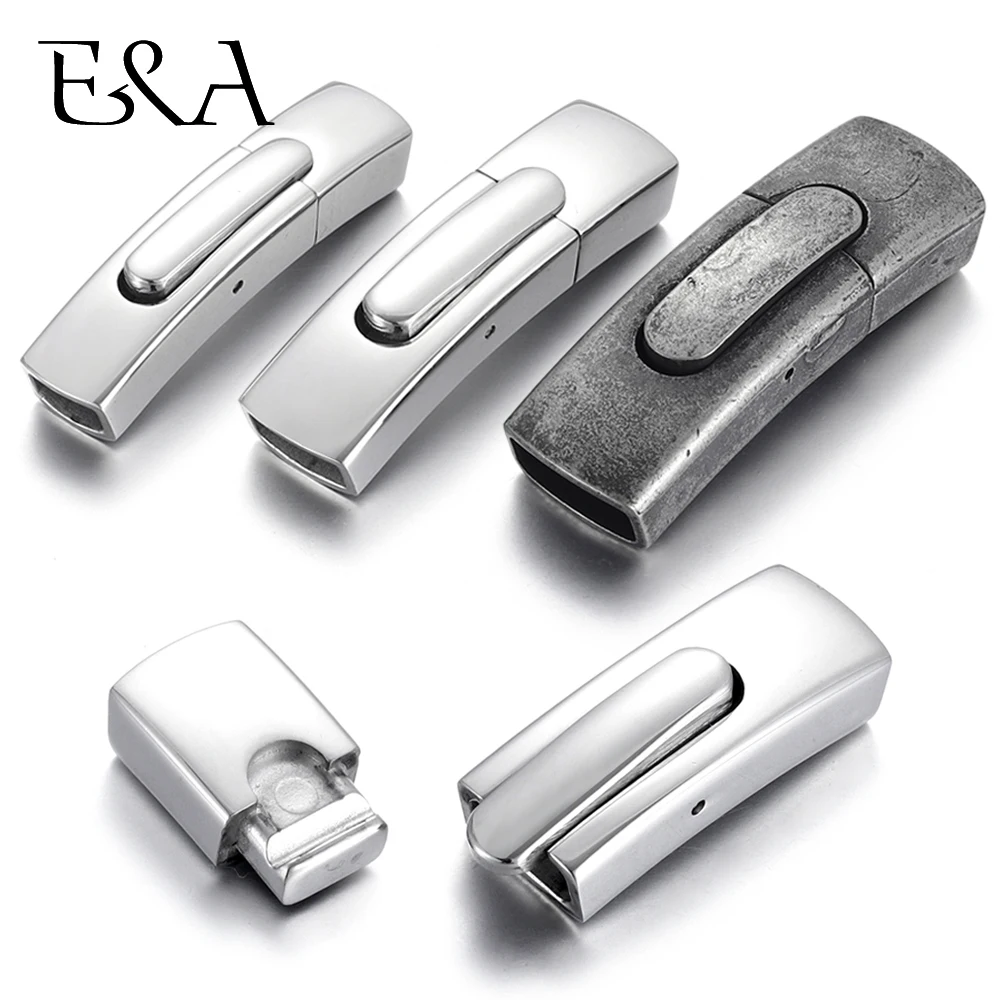 Foro di chiusura a baionetta in acciaio inossidabile 10 * 5mm Chiusure per cordoncino in pelle curvo Pushlock Bracciale con fibbia a scatto Creazione di gioielli Forniture fai da te