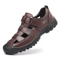 Sandali romani marroni scarpe maschili sandali da uomo in pelle scarpe estive moda Casual pantofole