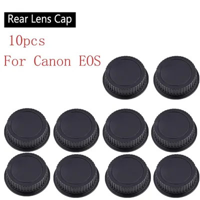 10 pcs Rear Lens Body Cap Camera Cover Dust Screw Mount Protection Plastic Black Replacement for Canon EOS EF EFS 5DII 6D