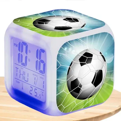 LED Alarm Clock Soccer Theme Alarm Clock With Colorful Lights Kids Football Alarm Clock Mini Desk